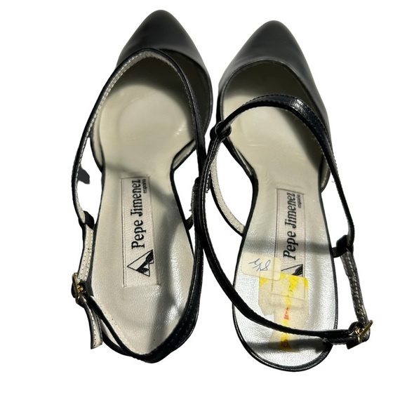 Pepe Jimenez Black Leather Ankle Strap Heels Sz 8.5 - Picture 6 of 13